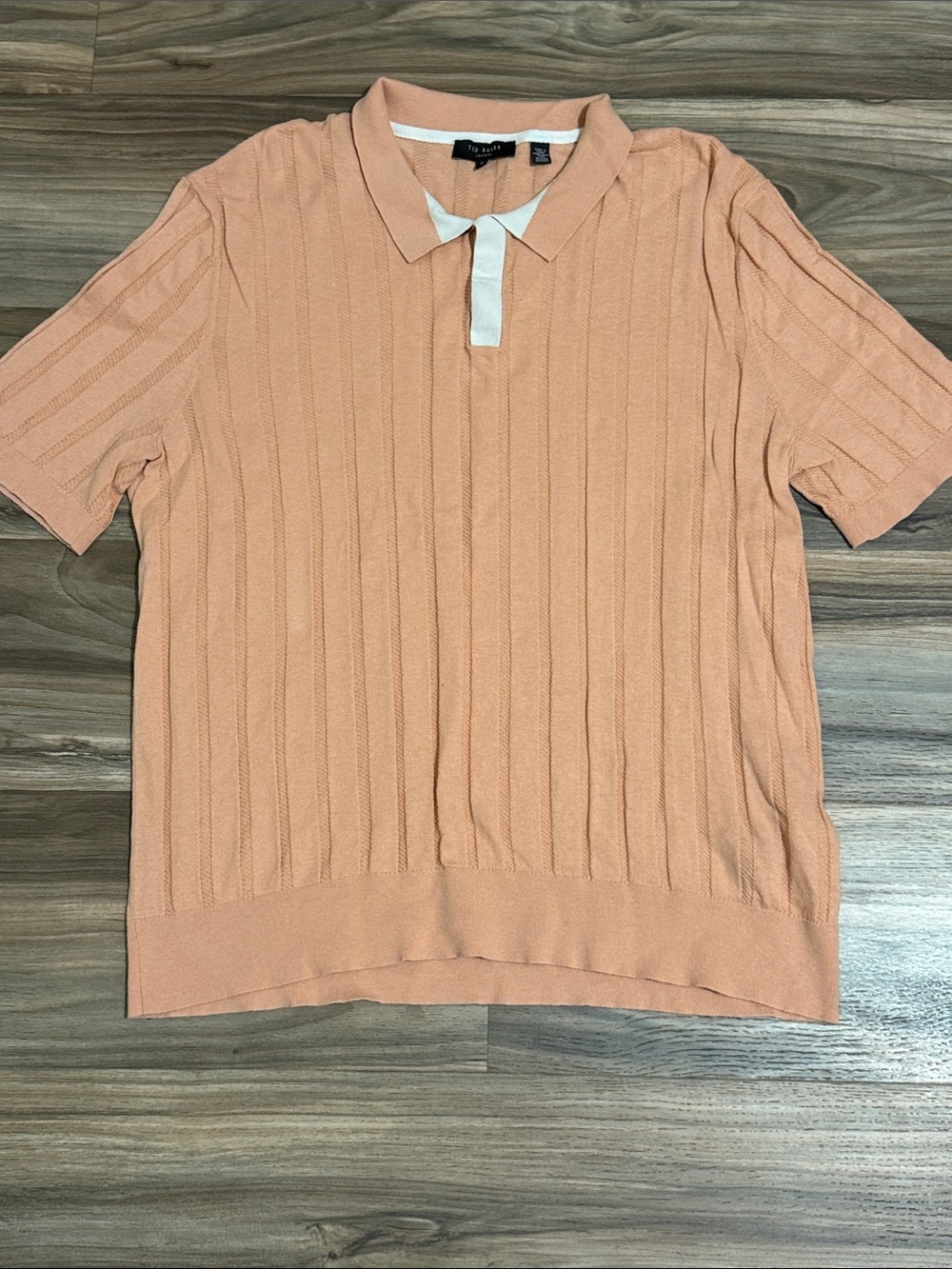 Ted Baker Men’s Light Pink Warroch Cotton/Silk/Linen Rib Polo Sz. 6 (XL)